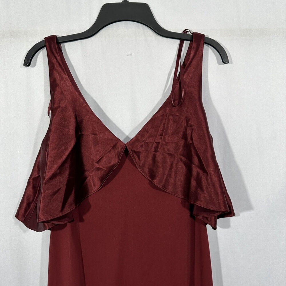NEW Jill Jill Stuart [ 6 ] Satin‎ Popover & Crepe Gown in Oxblood Red - Picture 8 of 16